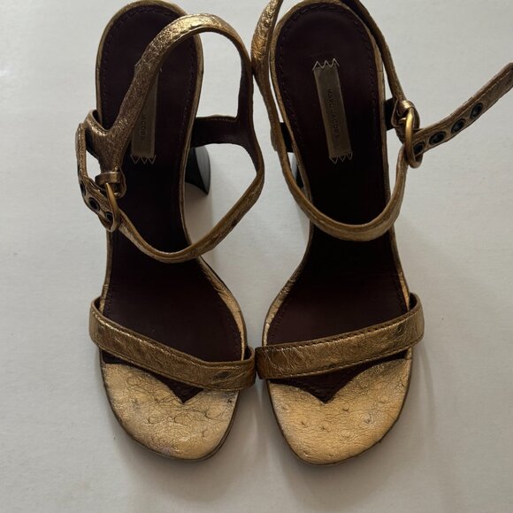 Marc Jacobs Gold High Heel Sandals Size 39.5 Fits 8.5, 9, 9.5 - Picture 6 of 6
